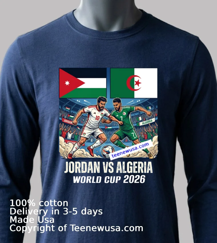 Jordan Vs Algeria World Cup 2026 T Shirt - navy-shirt Jordan Vs Algeria World Cup 2026 T Shirt Navy Shirt