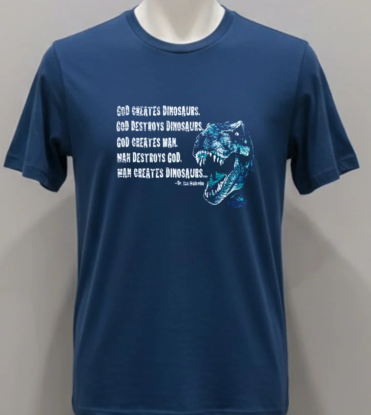 Jurassic Park God Creates Dinosaurs Shirt Navy Shirt 1