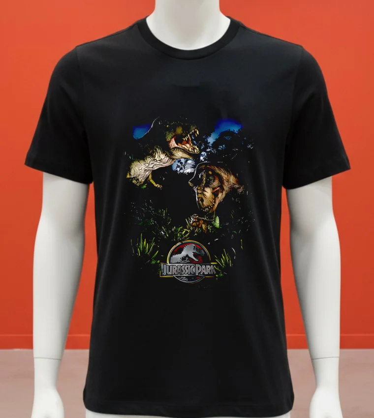 Jurassic Park Happy Family Retro Shirt - balck-shirt Jurassic Park Happy Family Retro Shirt Balck Shirt 1