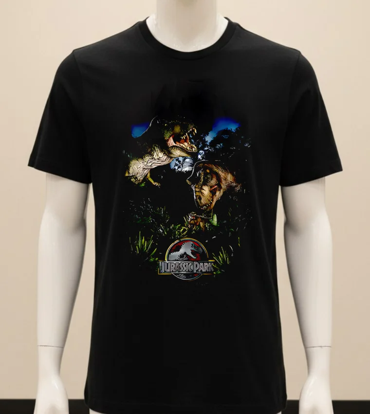 Jurassic Park Happy Family Retro Shirt - balck-shirt Jurassic Park Happy Family Retro Shirt Balck Shirt
