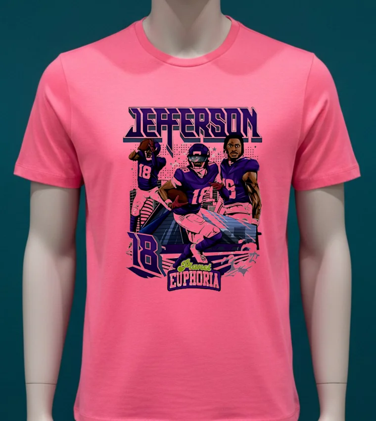 Justin Jefferson 18 Nfl Minnesota Vikings Player Shirt - pink-t-shirt Justin Jefferson 18 Nfl Minnesota Vikings Player Shirt Pink T Shirt