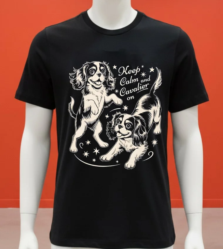Keep Calm And Cavalier On Dog Shirt - balck-shirt Keep Calm And Cavalier On Dog Shirt Balck Shirt 1
