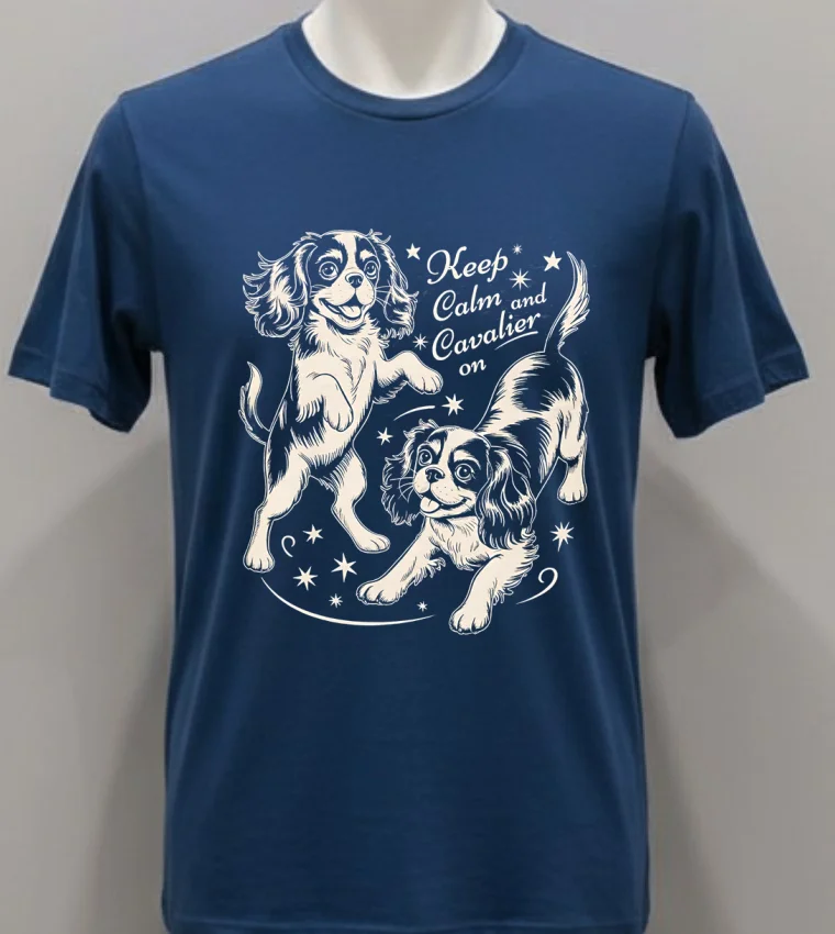 Keep Calm And Cavalier On Dog Shirt - navy-shirt Keep Calm And Cavalier On Dog Shirt Navy Shirt