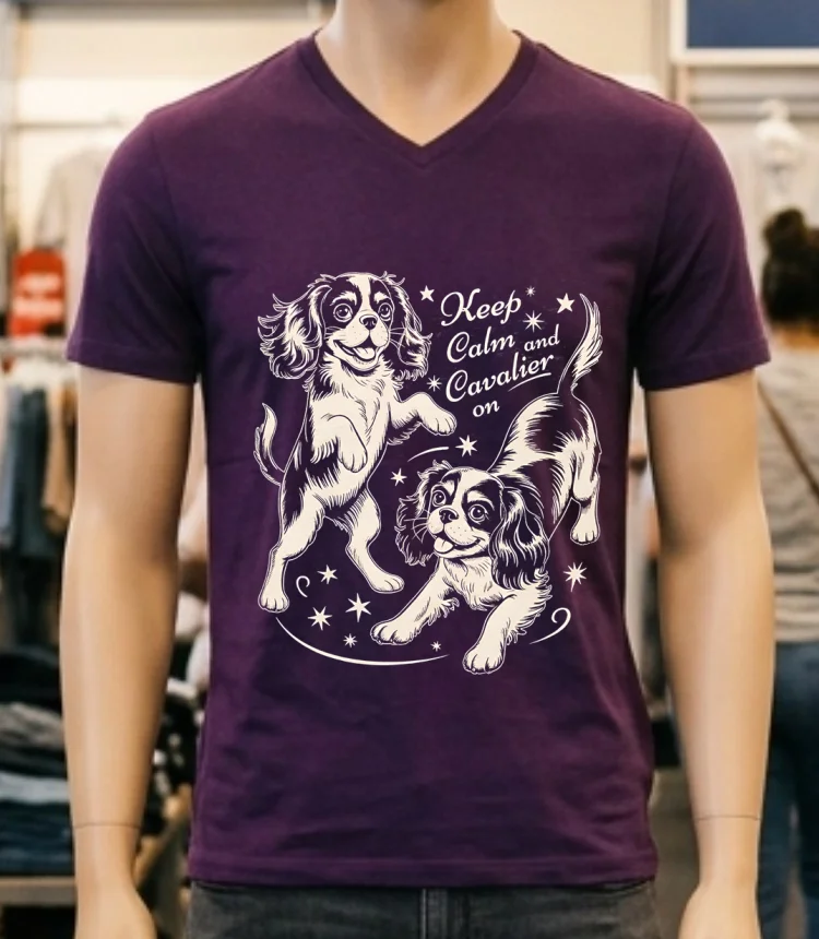 Keep Calm And Cavalier On Dog Shirt - purple-shirt Keep Calm And Cavalier On Dog Shirt Purple Shirt