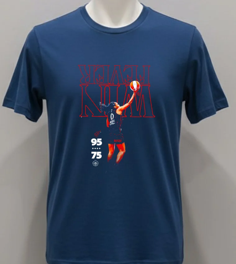 Kelsey Mitchell Indiana Fever Win Reverse Letters Shirt Navy Shirt 1
