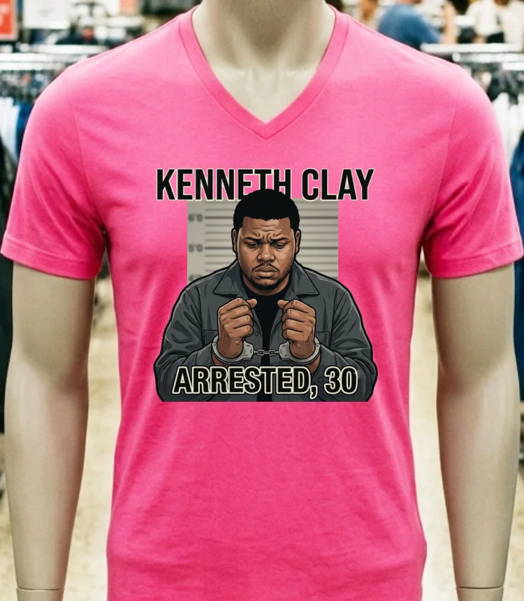Kenneth Clay, 30, Was Arrested By Police T Shirt - pink-t-shirt Kenneth Clay 30 Was Arrested By Police T Shirt Pink T Shirt