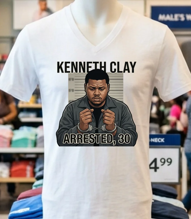 Kenneth Clay, 30, Was Arrested By Police T Shirt - white-t-shirt Kenneth Clay 30 Was Arrested By Police T Shirt White T Shirt