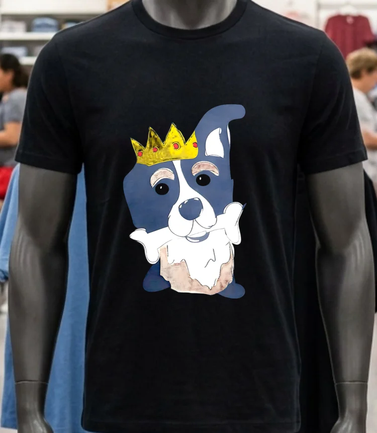 King Dog Chews Bones Cartoon Shirt - balck-shirt King Dog Chews Bones Cartoon Shirt Balck Shirt
