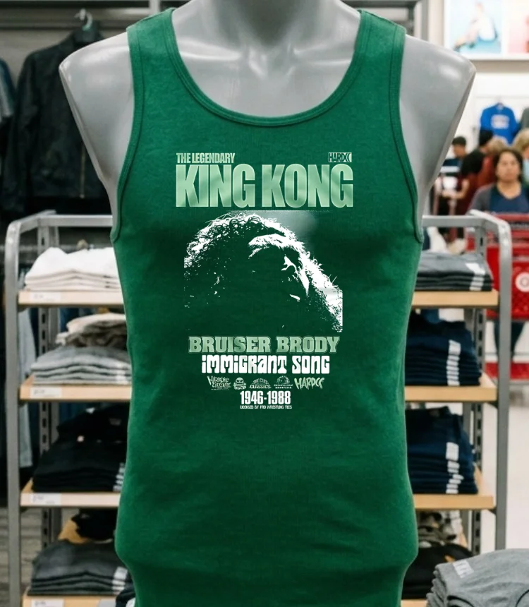 King Kong Hardcore Chocolate Bruiser Brody Immigrant Song Shirt - green-shirt King Kong Hardcore Chocolate Bruiser Brody Immigrant Song Shirt Green Shirt