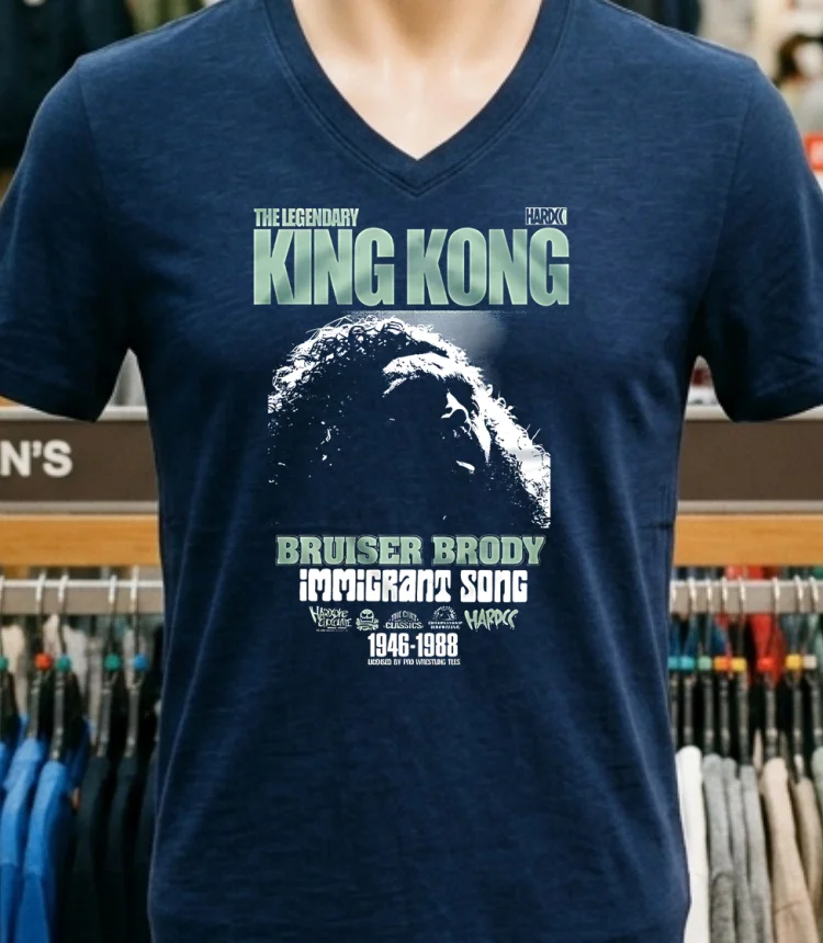 King Kong Hardcore Chocolate Bruiser Brody Immigrant Song Shirt - navy-shirt King Kong Hardcore Chocolate Bruiser Brody Immigrant Song Shirt Navy Shirt 1