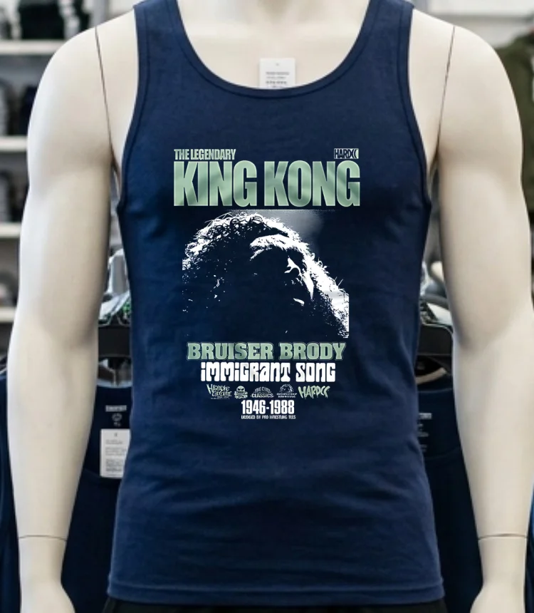 King Kong Hardcore Chocolate Bruiser Brody Immigrant Song Shirt - navy-shirt King Kong Hardcore Chocolate Bruiser Brody Immigrant Song Shirt Navy Shirt