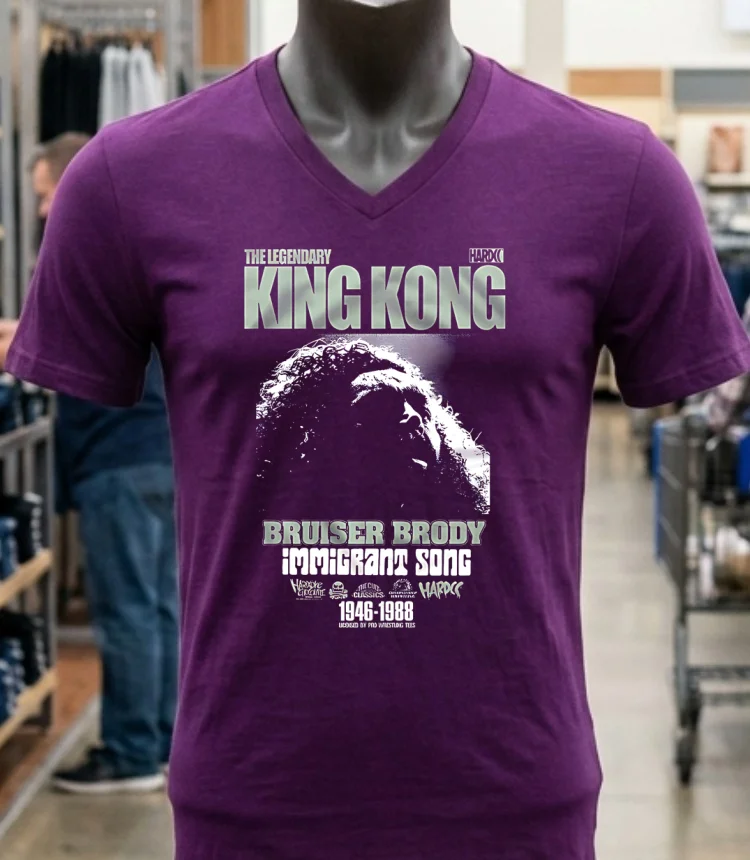 King Kong Hardcore Chocolate Bruiser Brody Immigrant Song Shirt - purple-shirt King Kong Hardcore Chocolate Bruiser Brody Immigrant Song Shirt Purple Shirt