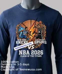 Knicks Vs Spurs 2026 Nba Finals Historic Rematch Shirt Navy Shirt