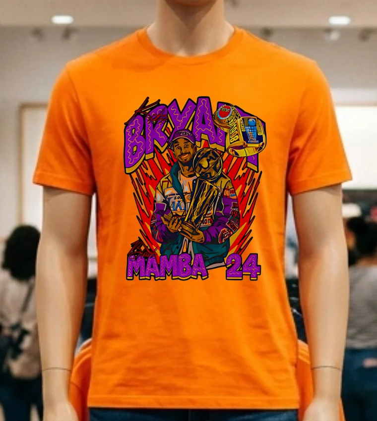 Kobe Bryant Mamba 24 Champion Design Style Art Shirt - orange-shirt Kobe Bryant Mamba 24 Champion Design Style Art Shirt Orange Shirt
