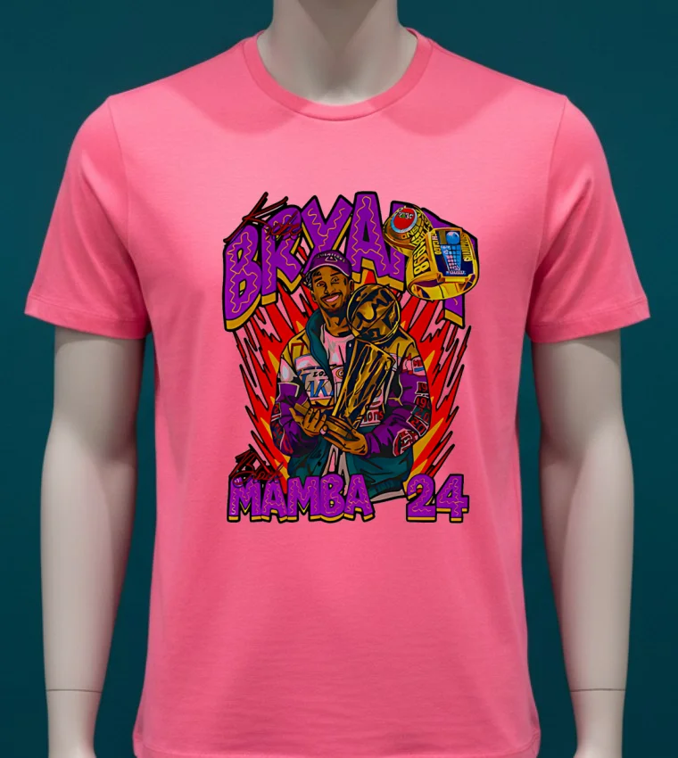 Kobe Bryant Mamba 24 Champion Design Style Art Shirt - pink-t-shirt Kobe Bryant Mamba 24 Champion Design Style Art Shirt Pink T Shirt
