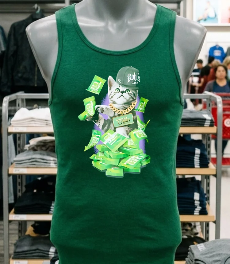 Kohls Cash Kitty Graphic Funny Cat Shirt - green-shirt Kohls Cash Kitty Graphic Funny Cat Shirt Green Shirt