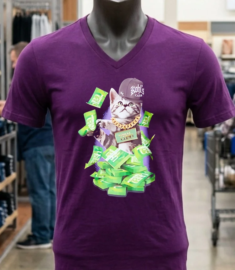 Kohls Cash Kitty Graphic Funny Cat Shirt - purple-shirt Kohls Cash Kitty Graphic Funny Cat Shirt Purple Shirt