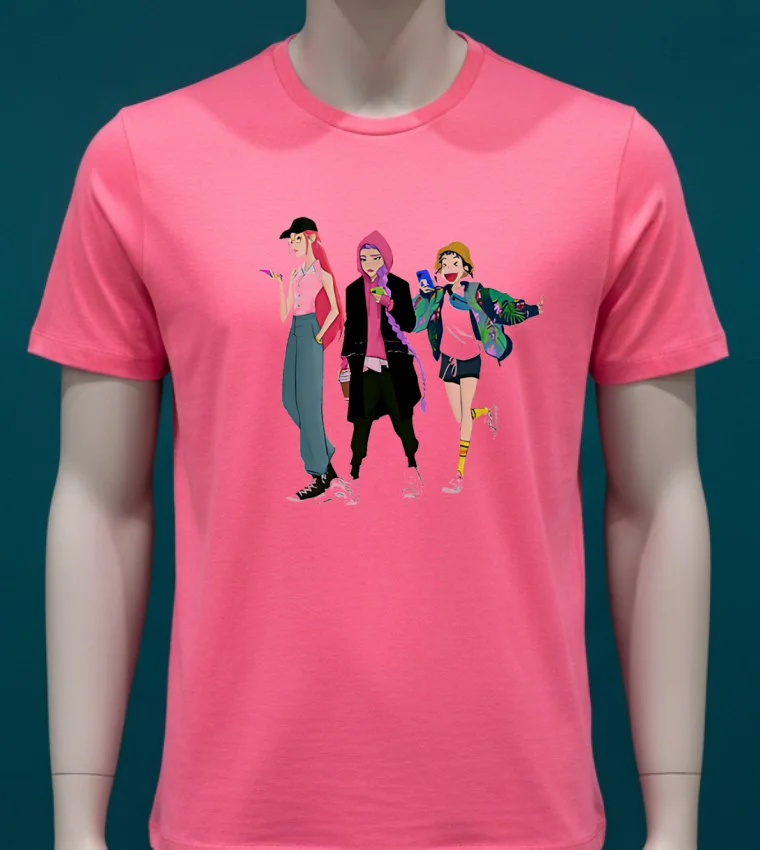 Kpop Demon Hunters Huntr X Off Duty Youth Shirt - pink-t-shirt Kpop Demon Hunters Huntr X Off Duty Youth Shirt Pink T Shirt