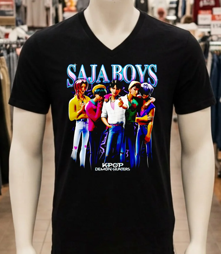Kpop Demon Hunters Saja Boys Heartthrob Shirt - balck-shirt Kpop Demon Hunters Saja Boys Heartthrob Shirt Balck Shirt 1