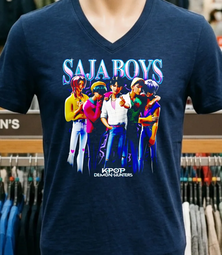 Kpop Demon Hunters Saja Boys Heartthrob Shirt Navy Shirt 4