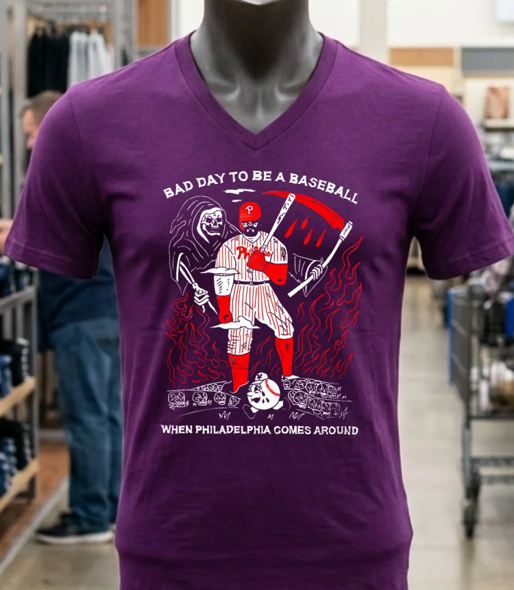 Kyle Schwarber Bad Day To Be A Baseball When Philadelphia Comes Around Shirt - purple-shirt Kyle Schwarber Bad Day To Be A Baseball When Philadelphia Comes Around Shirt Purple Shirt