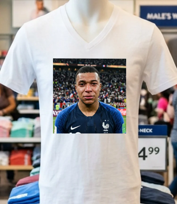 Kylian Mbappe Crying Meme T Shirt - white-t-shirt Kylian Mbappe Crying Meme T Shirt White T Shirt 4