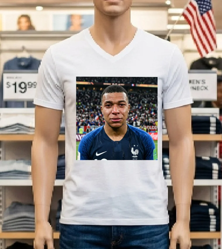 Kylian Mbappe Crying Meme T Shirt - white-t-shirt Kylian Mbappe Crying Meme T Shirt White T Shirt