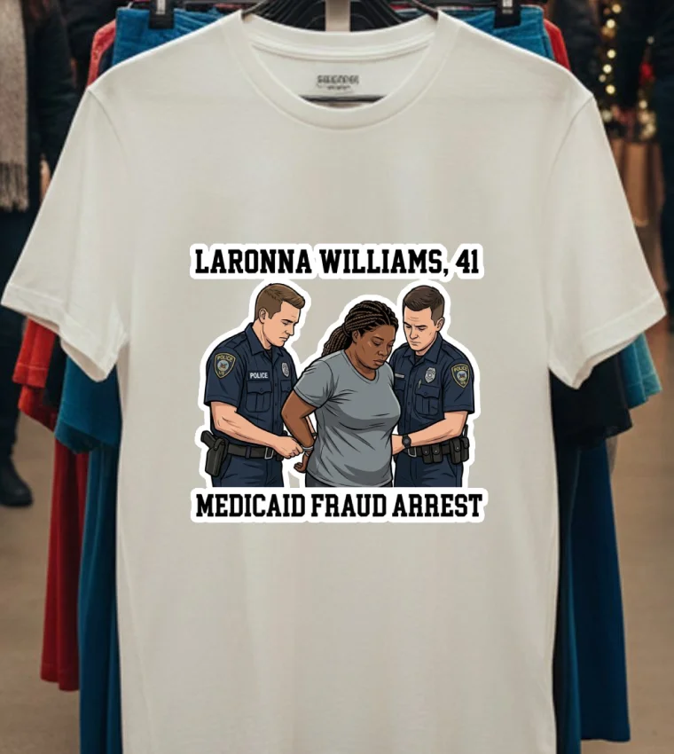 Laronna Williams, 41, Was Arrested By Police For Alleged Medicaid Fraud T Shirt - white-t-shirt Laronna Williams 41 Was Arrested By Police For Alleged Medicaid Fraud T Shirt White T Shirt
