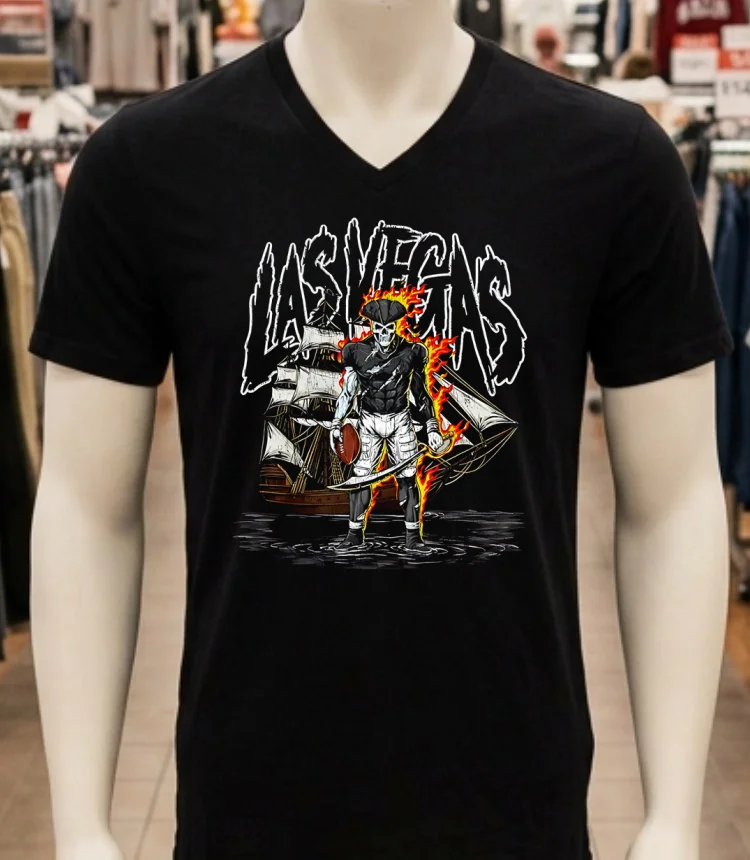 Las Vegas Football Pirate Skeleton Shirt - balck-shirt Las Vegas Football Pirate Skeleton Shirt Balck Shirt