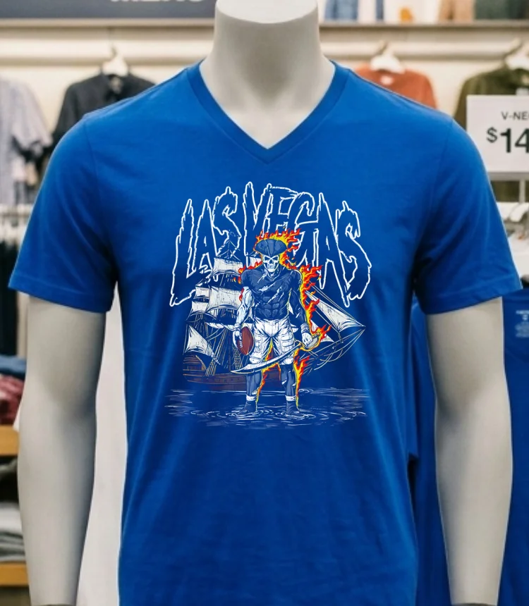 Las Vegas Football Pirate Skeleton Shirt - navy-shirt Las Vegas Football Pirate Skeleton Shirt Navy Shirt 2