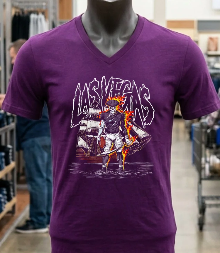 Las Vegas Football Pirate Skeleton Shirt - purple-shirt Las Vegas Football Pirate Skeleton Shirt Purple Shirt