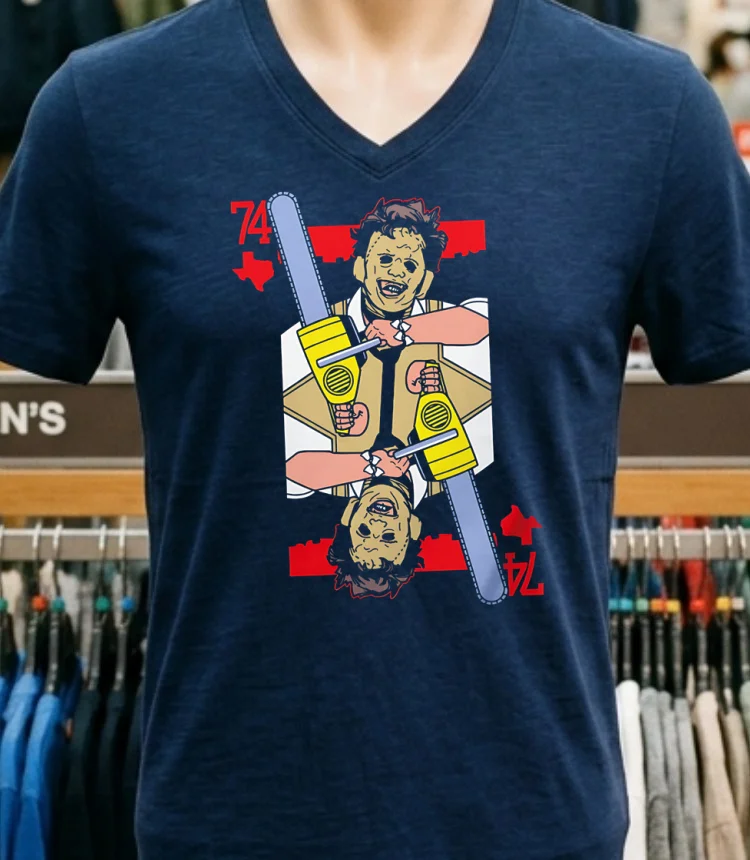 Leatherface 74 Horror Halloween Shirt - navy-shirt Leatherface 74 Horror Halloween Shirt Navy Shirt 1