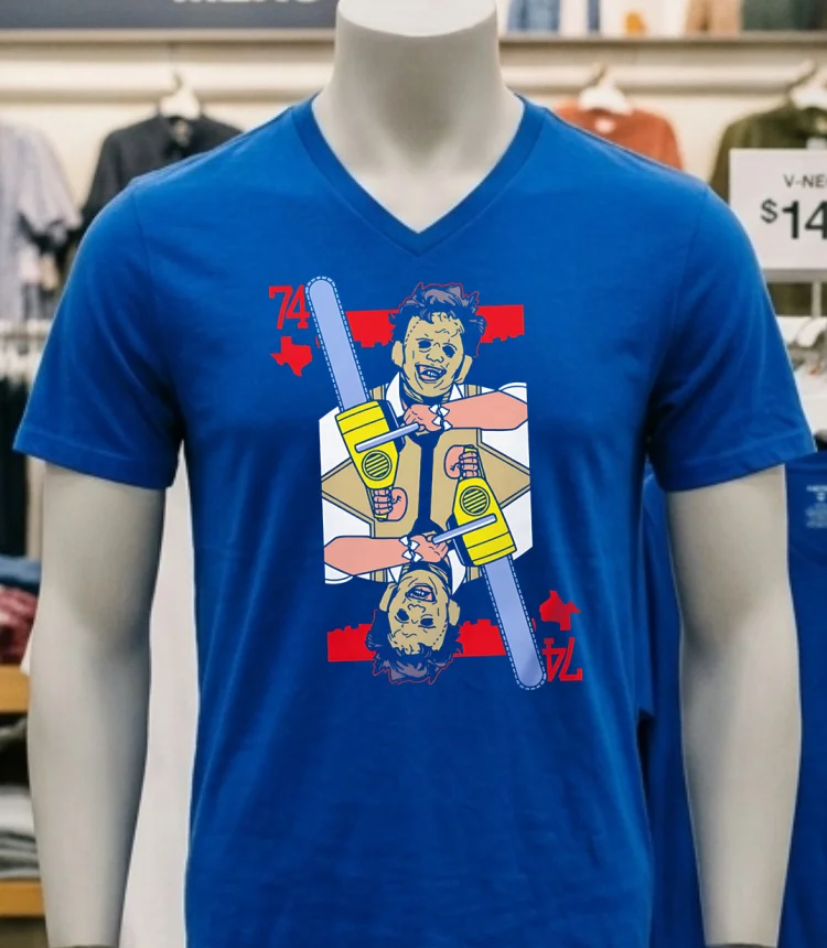 Leatherface 74 Horror Halloween Shirt Navy Shirt 2