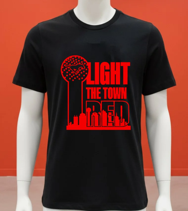 Light The Town Red Smu Mustangs Shirt Balck Shirt
