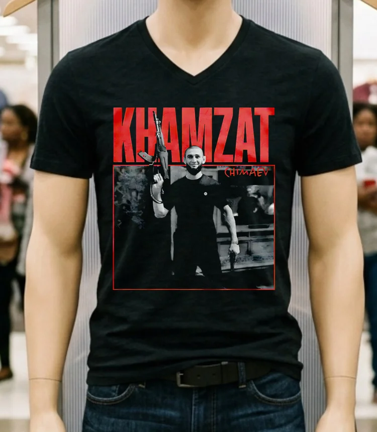 Limited Khamzat Chimaev Guns Shirt - balck-shirt Limited Khamzat Chimaev Guns Shirt Balck Shirt 2