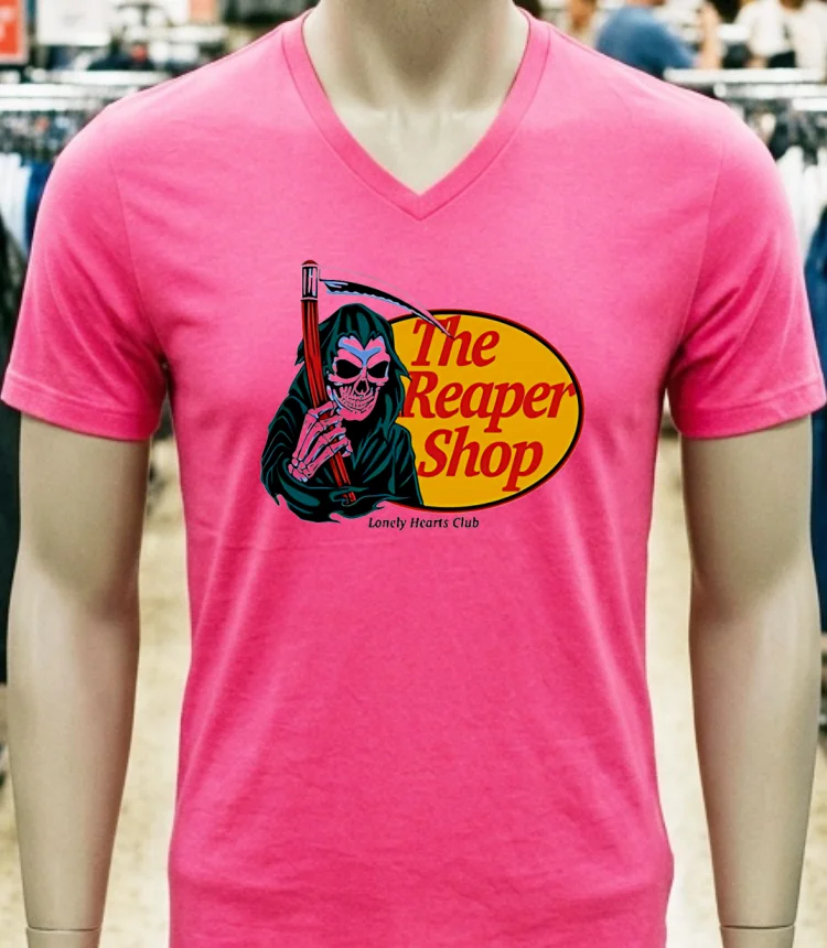 Lonely Hearts Club The Reaper Shops Death Shirt - pink-t-shirt Lonely Hearts Club The Reaper Shops Death Shirt Pink T Shirt