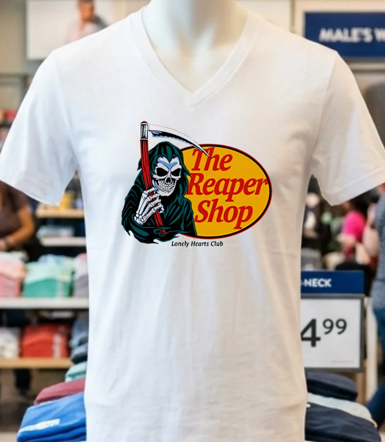 Lonely Hearts Club The Reaper Shops Death Shirt - white-t-shirt Lonely Hearts Club The Reaper Shops Death Shirt White T Shirt 1