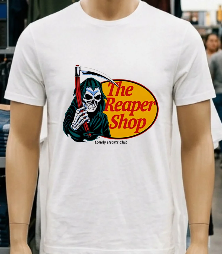 Lonely Hearts Club The Reaper Shops Death Shirt - white-t-shirt Lonely Hearts Club The Reaper Shops Death Shirt White T Shirt 2