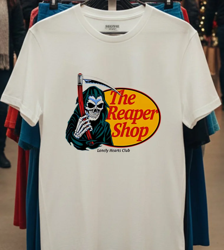 Lonely Hearts Club The Reaper Shops Death Shirt - white-t-shirt Lonely Hearts Club The Reaper Shops Death Shirt White T Shirt