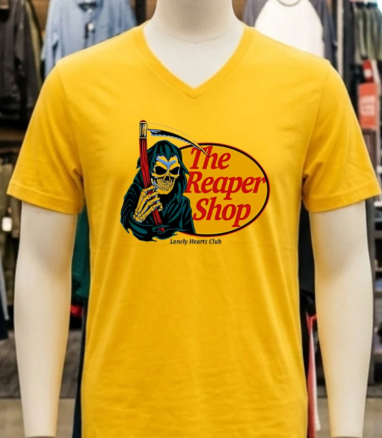 Lonely Hearts Club The Reaper Shops Death Shirt - yellow-t-shirt Lonely Hearts Club The Reaper Shops Death Shirt Yellow T Shirt