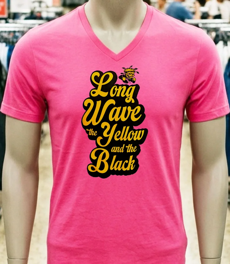 Long Wave The Yellow And The Black Shirt - pink-t-shirt Long Wave The Yellow And The Black Shirt Pink T Shirt