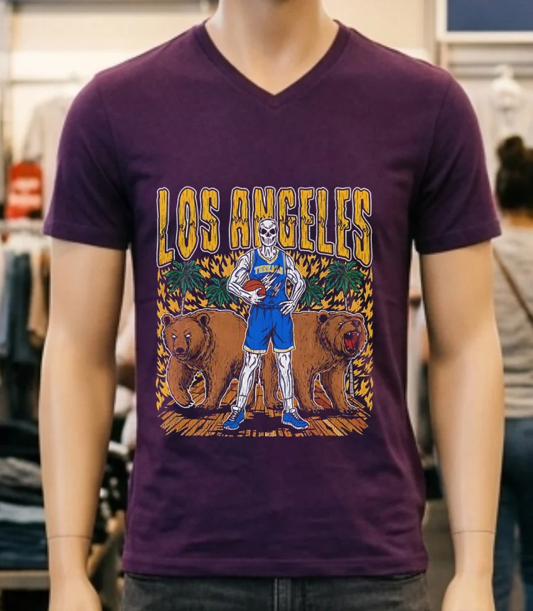 Los Angeles Bears Basketball Skeleton Shirt Purple Shirt