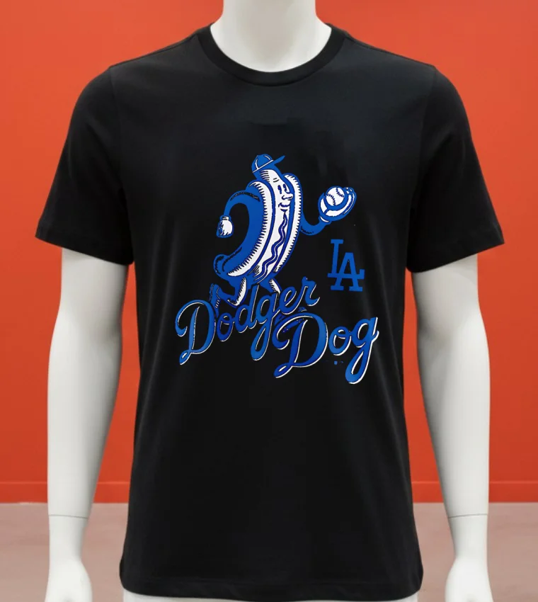 Los Angeles Dodgers Hot Dog Shirt - balck-shirt Los Angeles Dodgers Hot Dog Shirt Balck Shirt