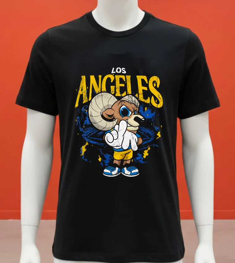 Los Angeles Rams Mascot Studium Cute Retro Shirt Balck Shirt