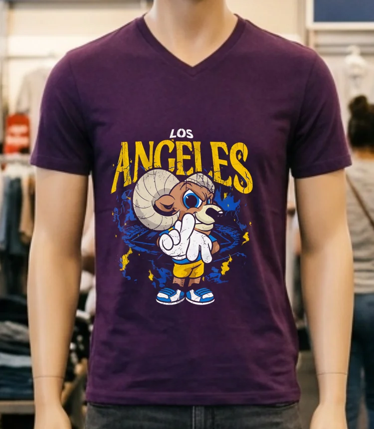 Los Angeles Rams Mascot Studium Cute Retro Shirt - purple-shirt Los Angeles Rams Mascot Studium Cute Retro Shirt Purple Shirt