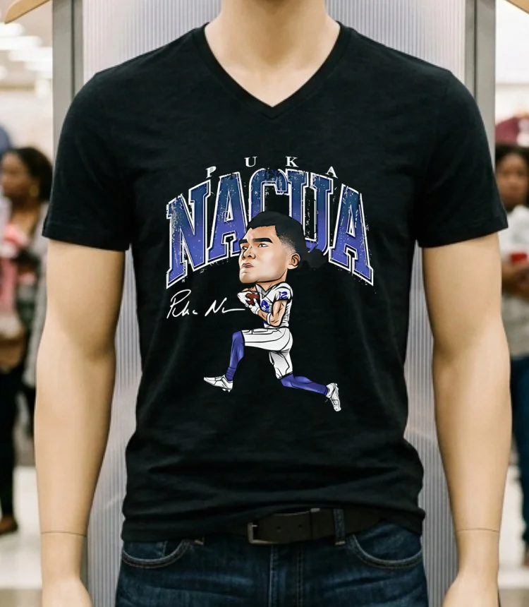 Los Angeles Rams Puka Nacua Cartoon Signature Shirt - balck-shirt Los Angeles Rams Puka Nacua Cartoon Signature Shirt Balck Shirt 2