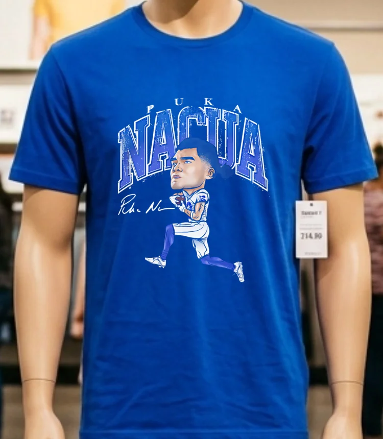 Los Angeles Rams Puka Nacua Cartoon Signature Shirt - blue-shirt Los Angeles Rams Puka Nacua Cartoon Signature Shirt Blue Shirt