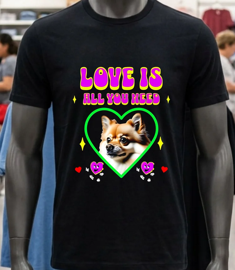 Love Is All You Need Pomeranian Dog Shirt - balck-shirt Love Is All You Need Pomeranian Dog Shirt Balck Shirt