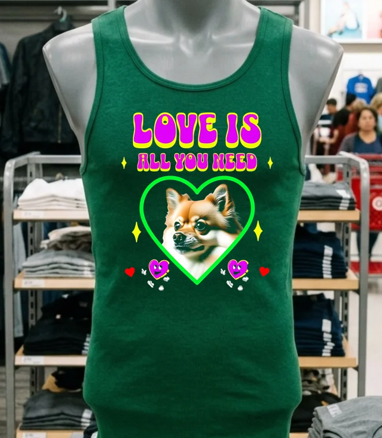 Love Is All You Need Pomeranian Dog Shirt - green-shirt Love Is All You Need Pomeranian Dog Shirt Green Shirt
