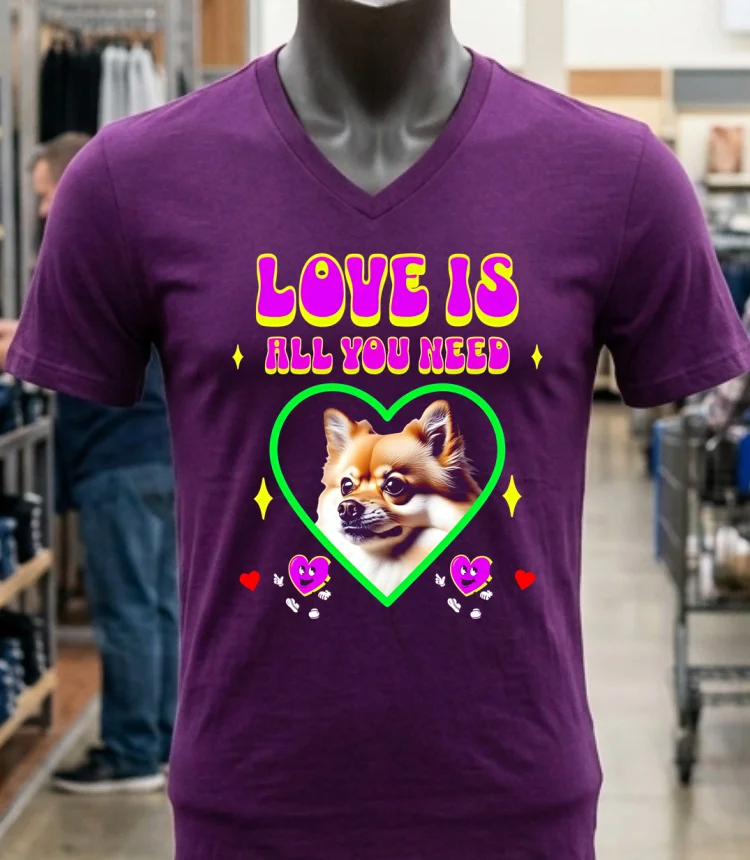 Love Is All You Need Pomeranian Dog Shirt - purple-shirt Love Is All You Need Pomeranian Dog Shirt Purple Shirt 1